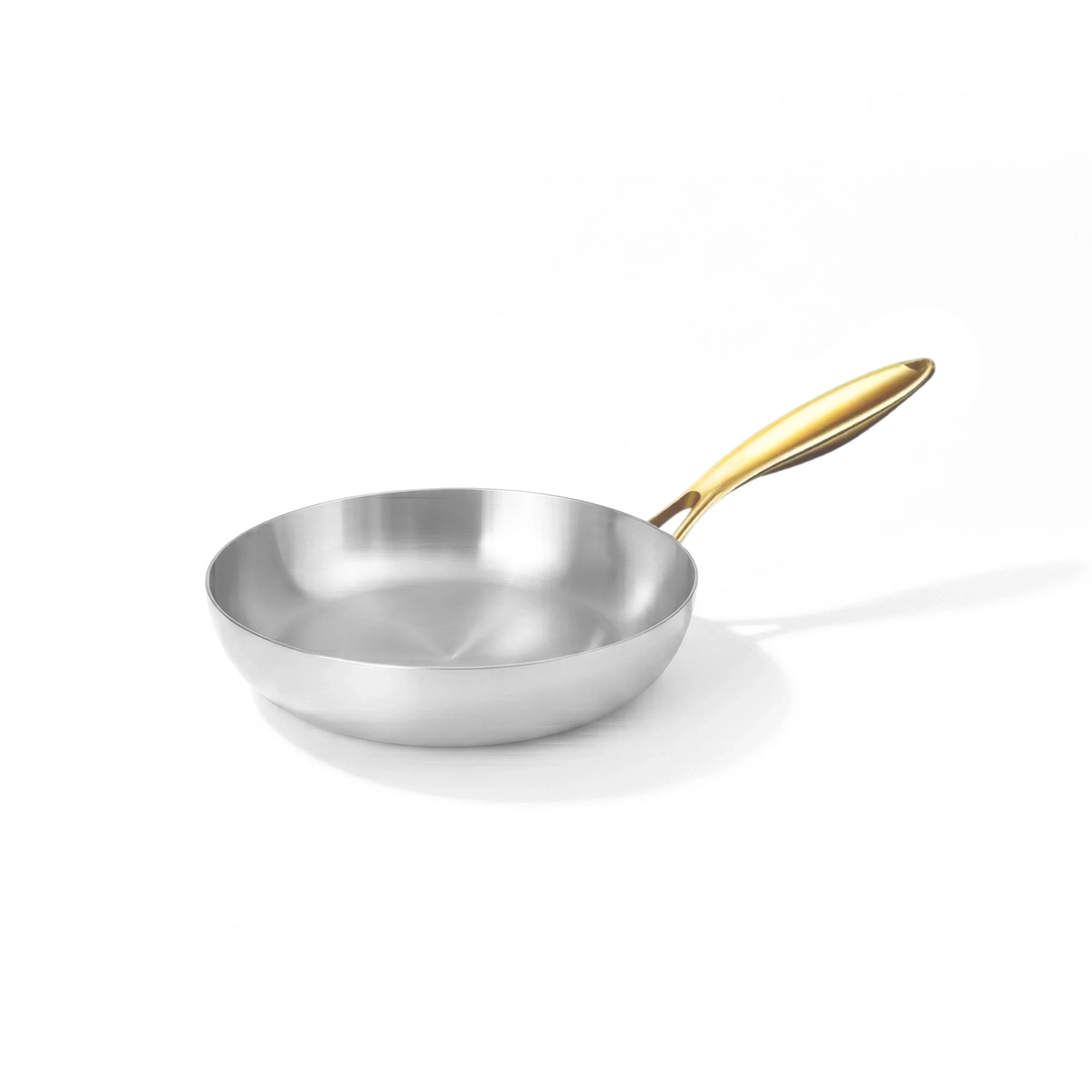 poele en inox avec manche doré taille 28 cm