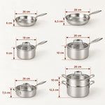dimensions de la batterie de cuisine en inox