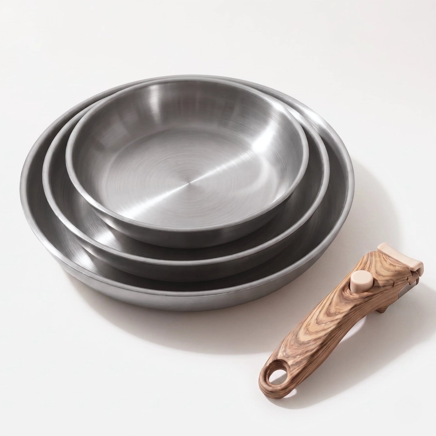 Modulo – Set de 3 Poêles en Inox avec Manche Amovible